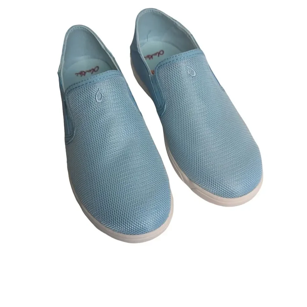 Olukai Pehuea Maka blue kids youth slip on convertible loafers shoes size 4